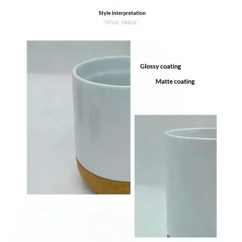 Cork Base Frosted Ceramic Coffee Mug with Lid – 350ml Ceramic Coffee Mug SPOT