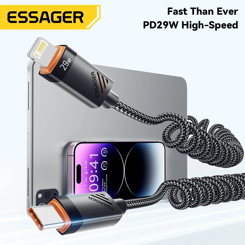 Essager Spring USB-C to Lightning Cable – PD 29W Fast Charge USB Charging Cable SPOT