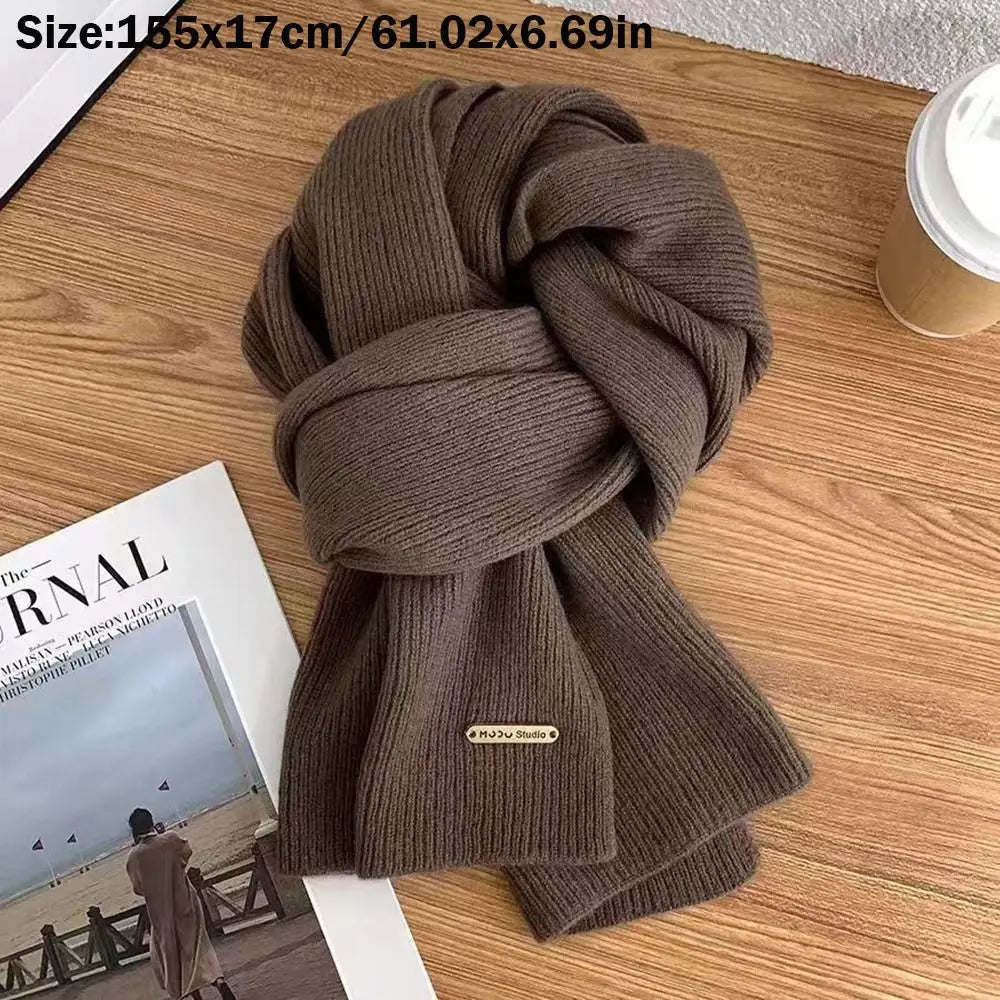 Women's Winter Knit Neck Warmer Cross Scarf – Solid Color Knit Neck Warmer Scarf SPOT