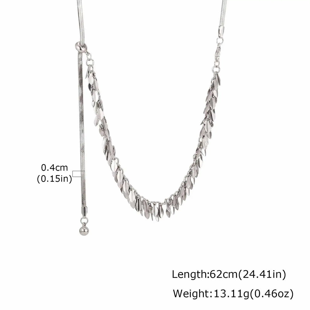 Tassel Wheat Leaf Sequins Choker Necklace – Snake Chain Choker Necklace SPOT