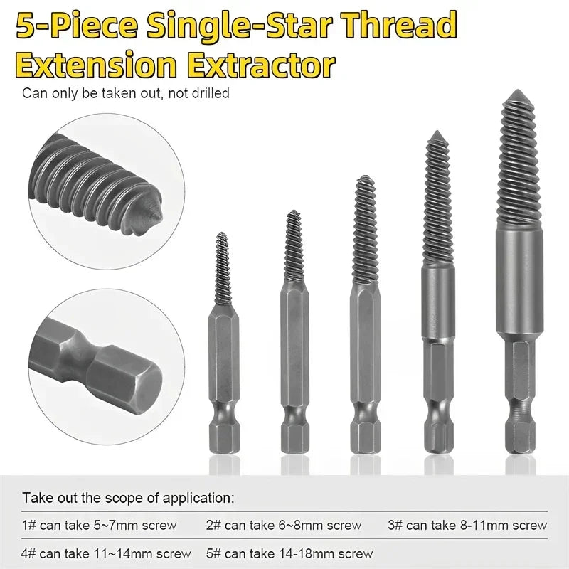 5-Piece Screw Extractor Drill Bit Set – Broken Bolt Remover Screw Extractor Set SPOT