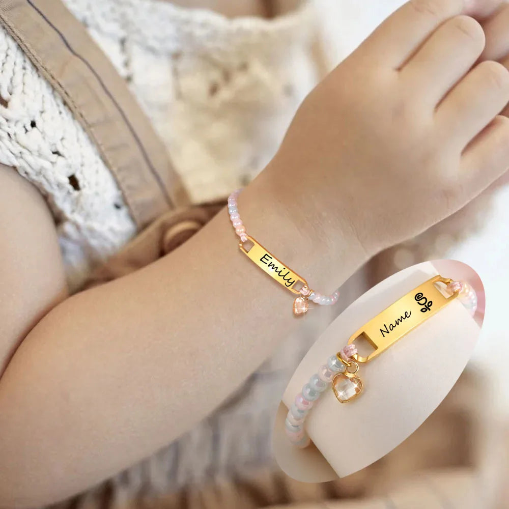 Personalized Engraved Name Bar Bracelet – Kids Birthday Gift Personalized Kids Bracelet SPOT