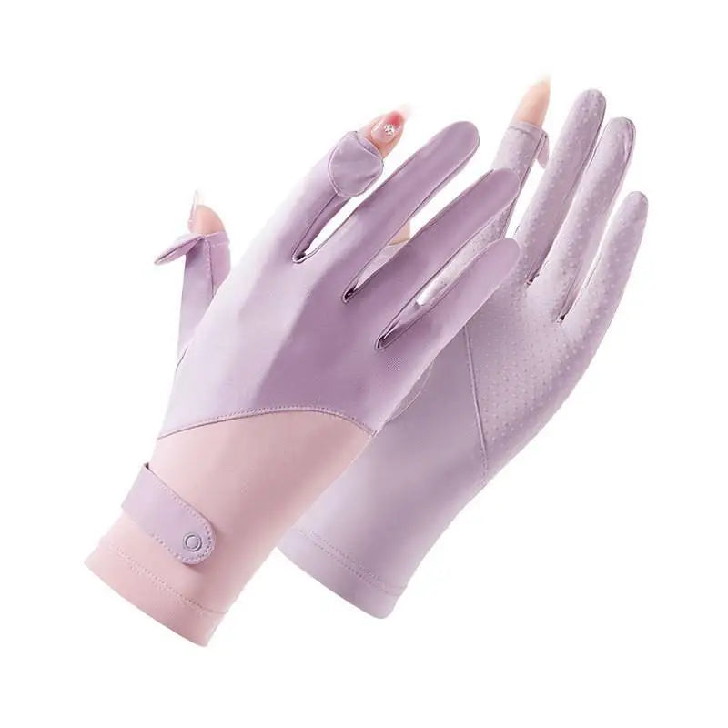 UV Ice Silk Driving Gloves – Touchscreen & Anti-Slip Sun Protection UV Driving Gloves SPOT Purple Powder