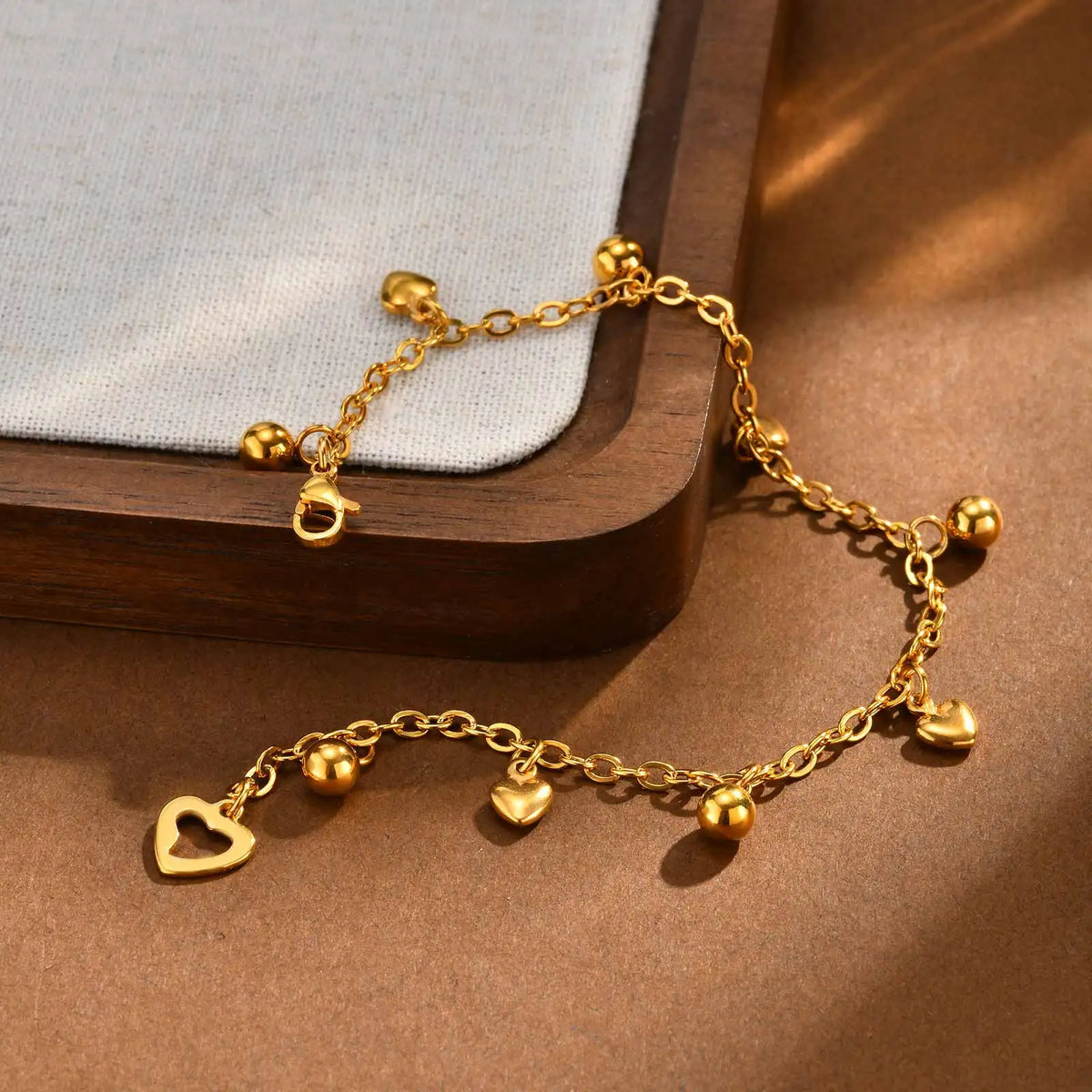 Multi Heart Charm Bracelet – Tarnish-Free Gold Steel Chain Charm Bracelet SPOT Default Title