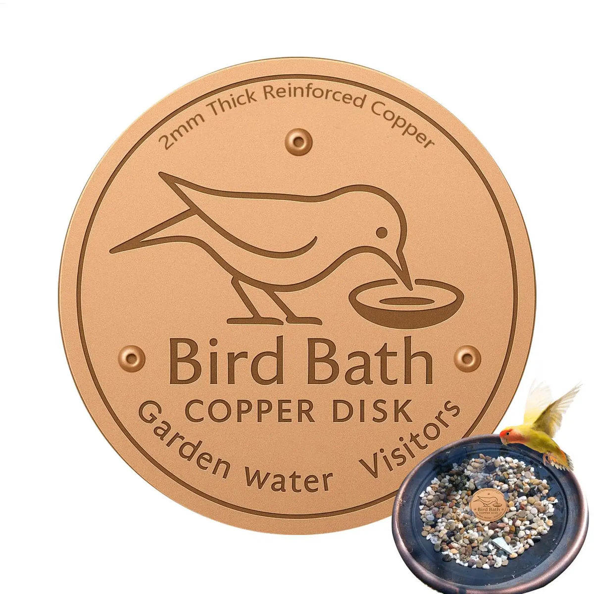 Copper Bird Bath Purifier Disk – Triple-Point Cleaner Tray Bird Bath Accessory SPOT
