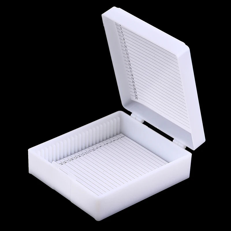 25-Slot Microscope Slide Storage Box – Plastic Case Holder Slide Storage Box SPOT ONE SIZE