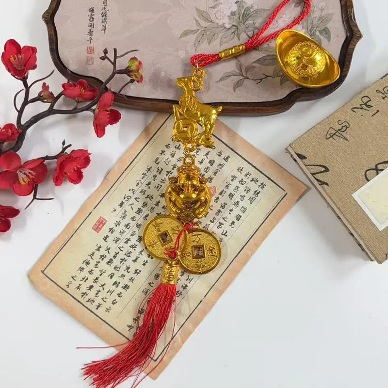 2027 Chinese New Year Goat Lucky Hanging Ornament Red Tassel Holiday Hanging Ornament SPOT