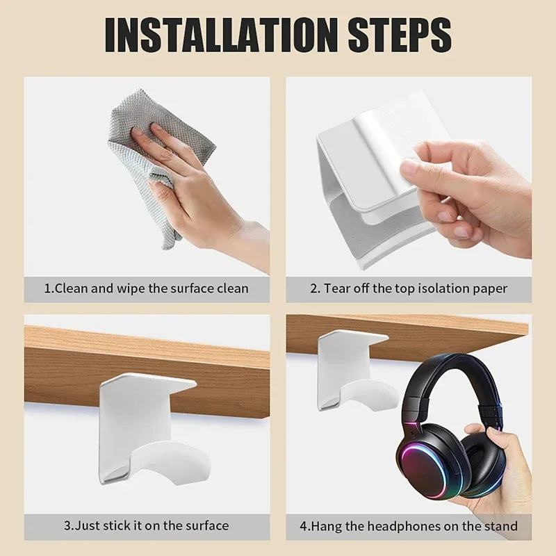 Adhesive Headphone Stand – Wall Mount & Under-Desk Hanger Headphone Stand SPOT