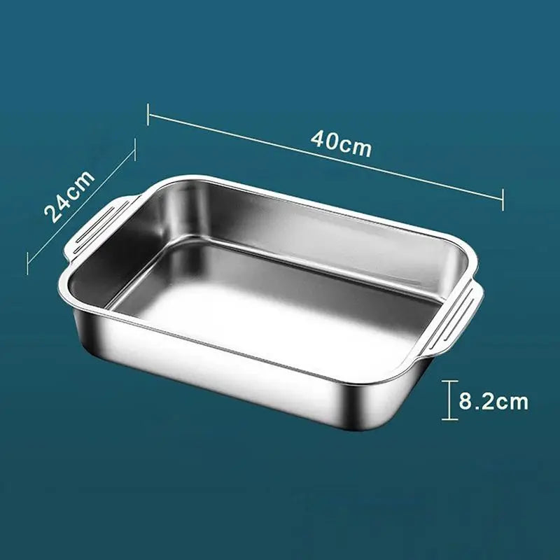 Stainless Steel Baking Pan with Lid – Deep Dish, Oven Safe Stainless Steel Bakeware SPOT L