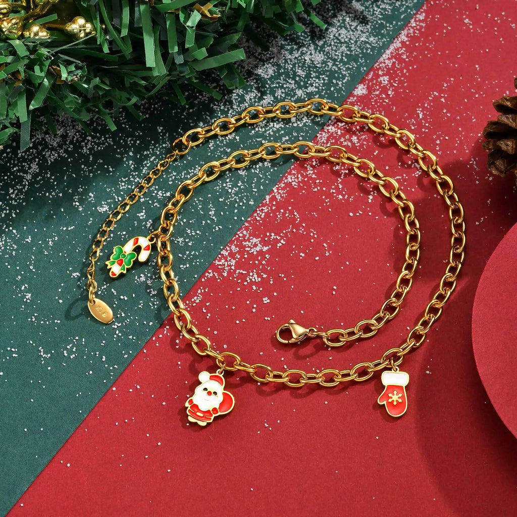 Christmas Charm Necklace – Stocking, Tree & Santa Pendant Pendant Necklace SPOT