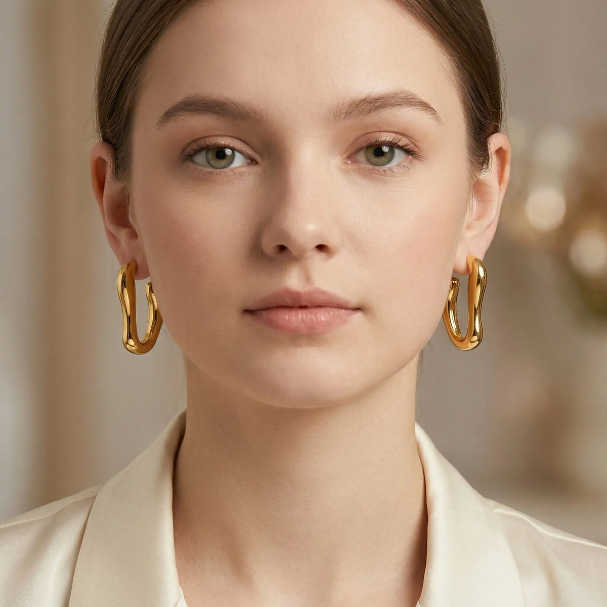 Geometric Gold Hoop Earrings – Stainless Steel, Non-Tarnish Hoop Earrings SPOT