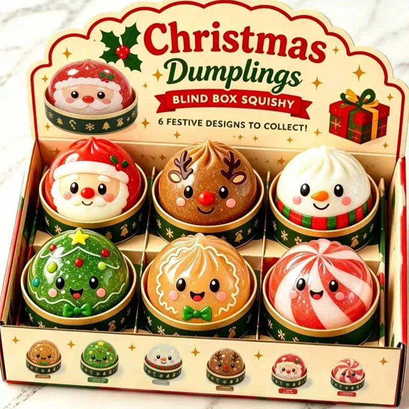 Christmas Dumpling Glitter Squeeze Sensory Toy – Squishy Bun Squeeze Sensory Toy SPOT