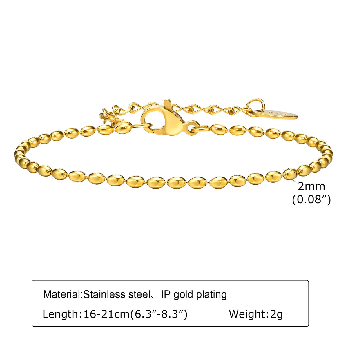 Meaeguet Gold Link Chain Bracelet – Stackable Stainless Steel Chain Link Bracelet SPOT BR-1619G-2