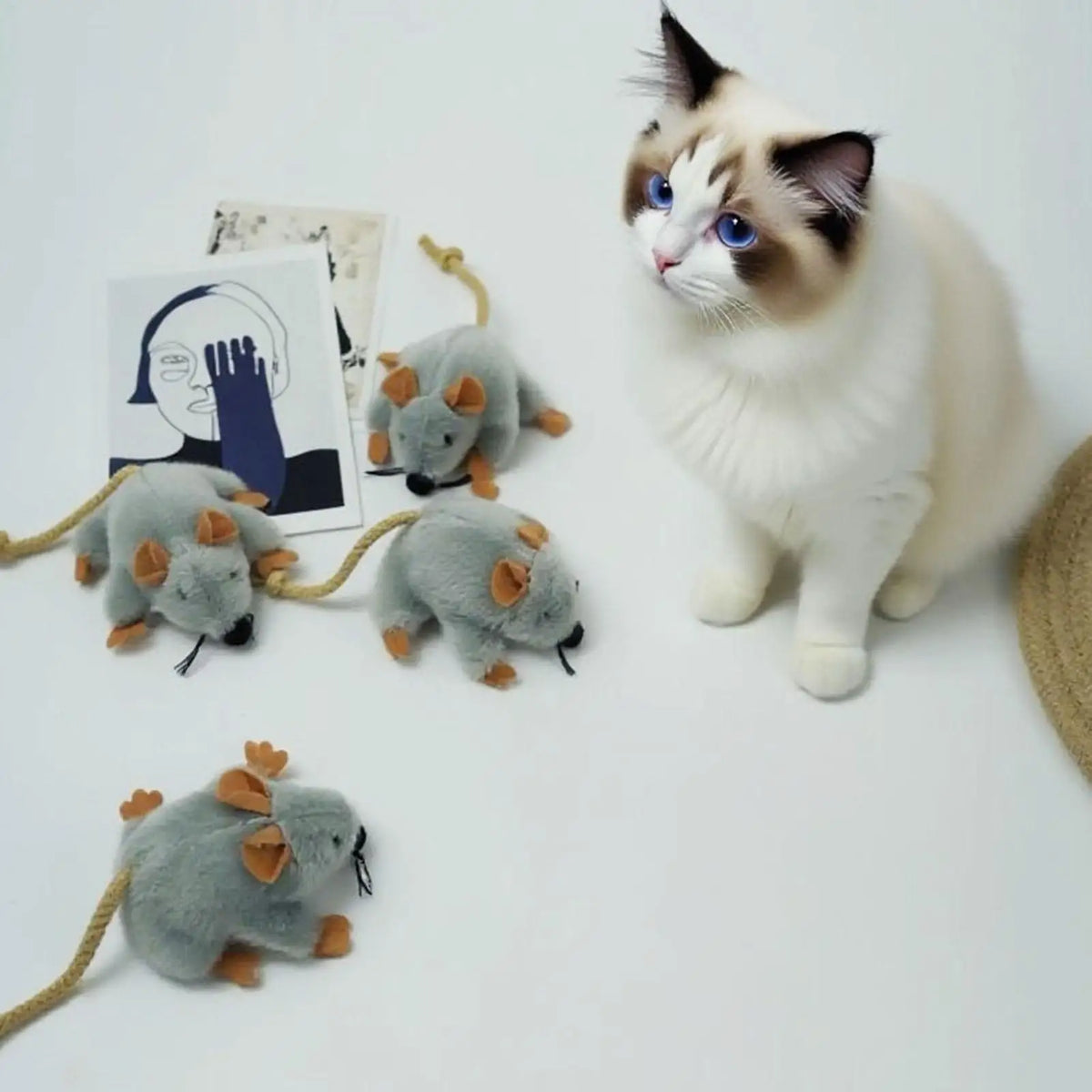Plush Cat Toy Mouse – Moving Tail & Sound, Interactive Kitten Cat Toy SPOT