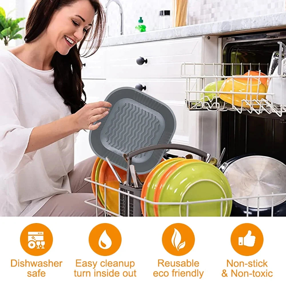 Silicone Air Fryer Basket – Reusable Non-Stick Baking Pot Silicone Baking Basket SPOT