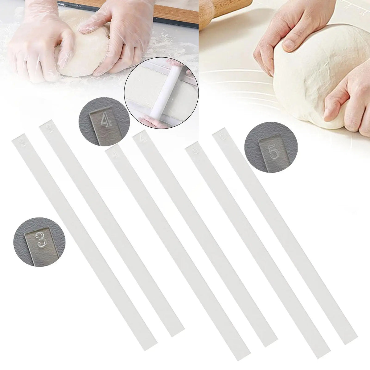 Rolling Pin Dough Thickness Guide Strips 2-Pack – 40cm Dough Guide Strips SPOT