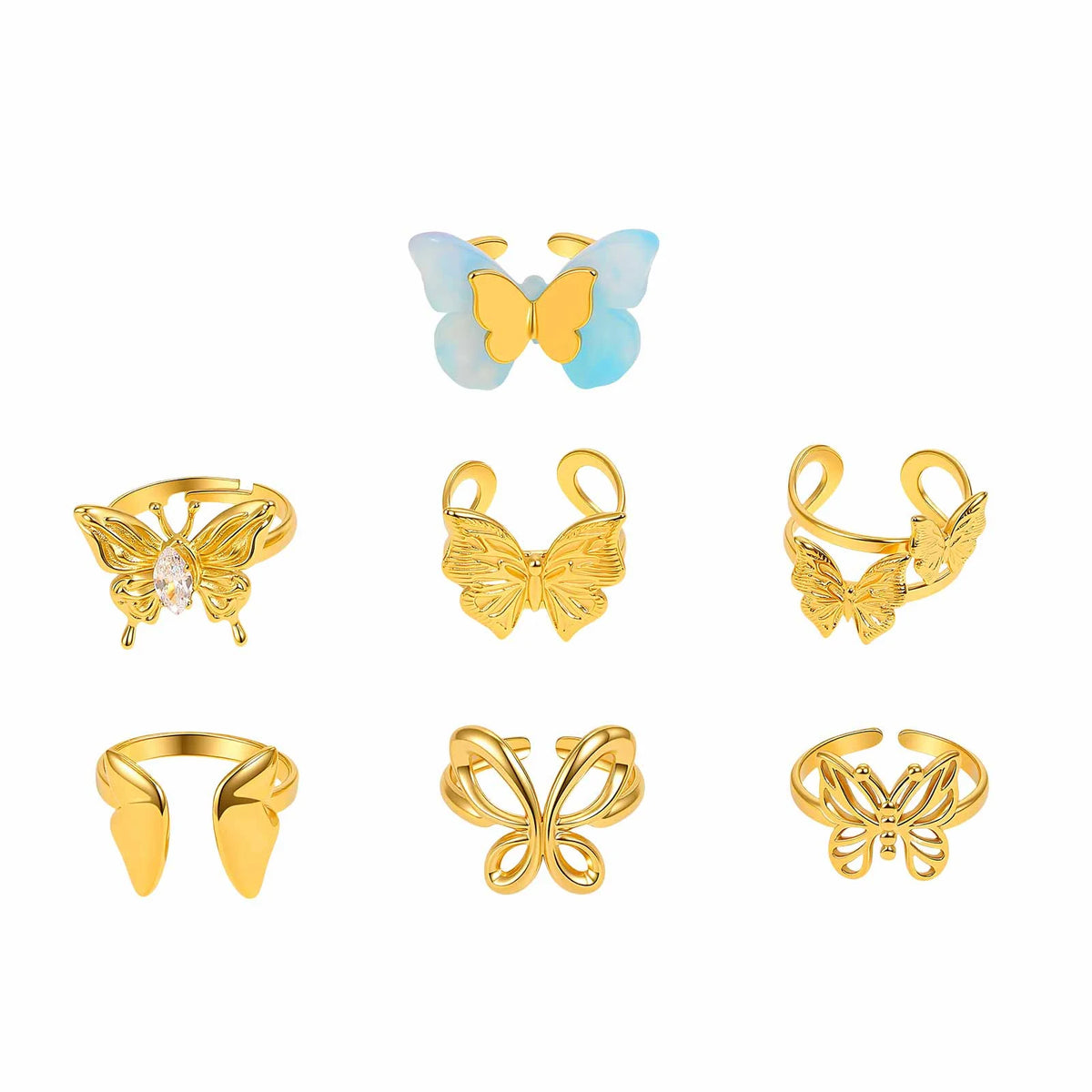 Y2K Hollow Butterfly Ring – 18K Gold Plated Adjustable Band Fashion Statement Ring SPOT