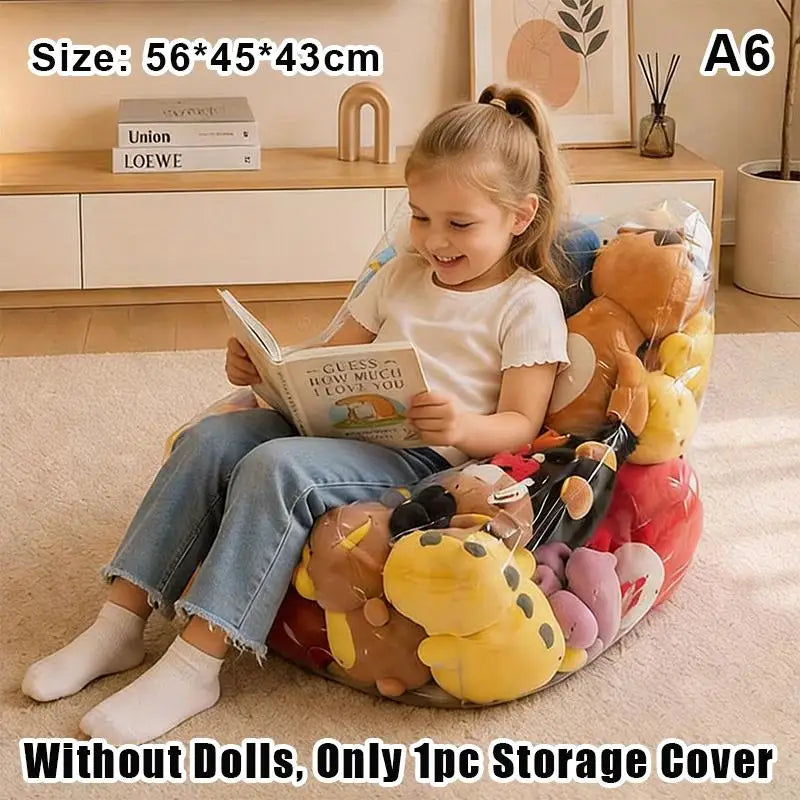 Transparent PVC Plush Toy Storage Chair Cover with Zipper Toy Storage Bag SPOT A6