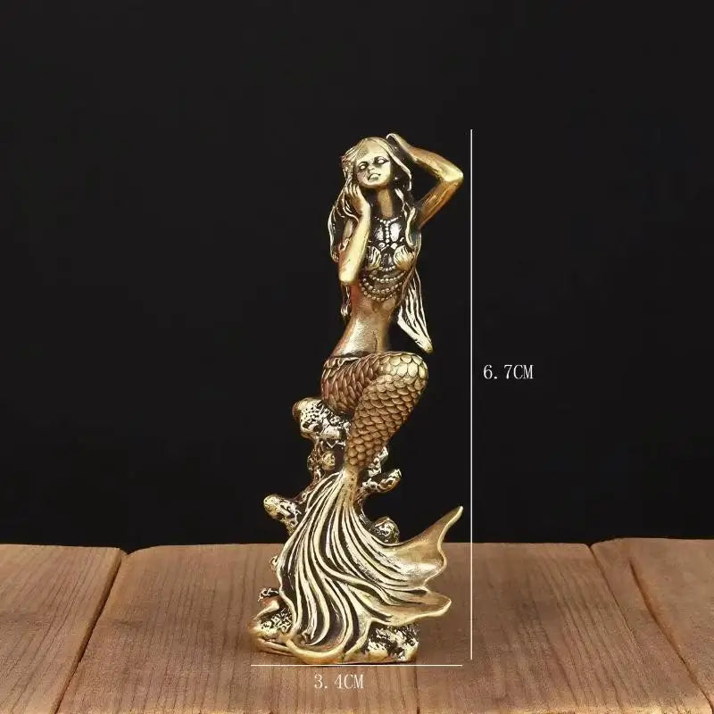 Mini Brass Mermaid Figurine Statue – Home Décor & Gift Decorative Figurine SPOT