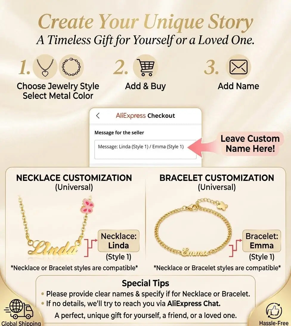 Custom Butterfly Name Necklace – Gold Plated & Pink Enamel Custom Name Necklace SPOT