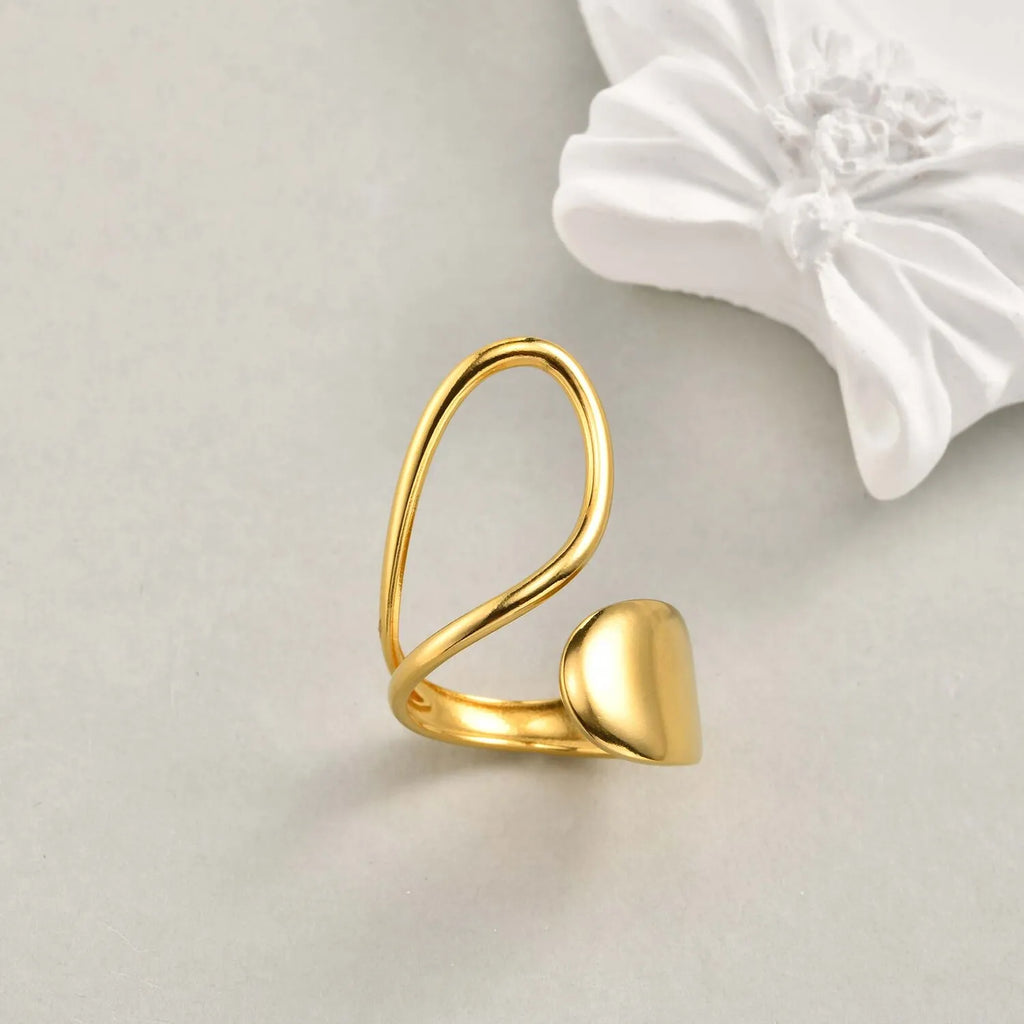 Asymmetrical Geometric Open Ring – 18K Gold Stainless Steel Fashion Ring SPOT