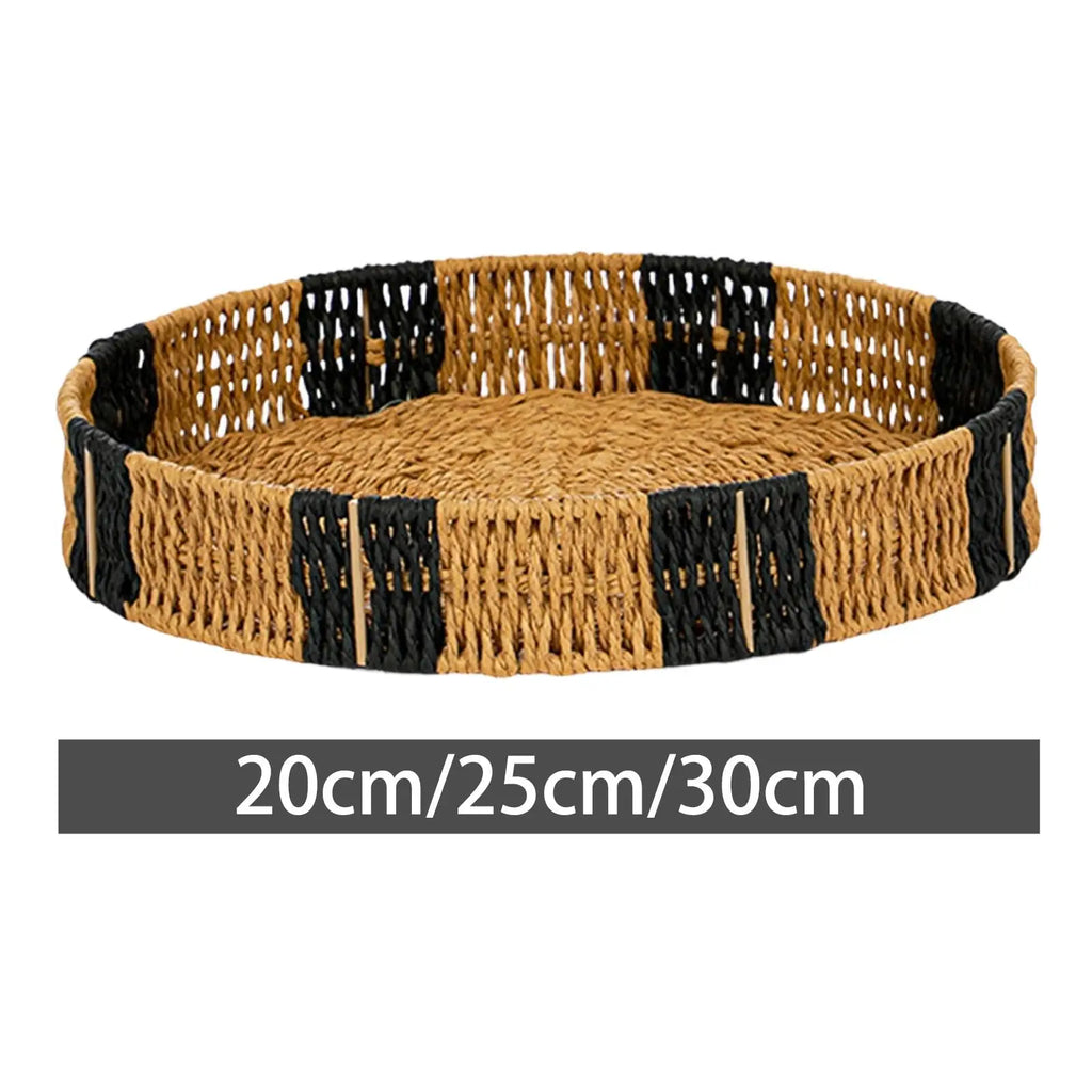 Woven Round Serving Tray – Handcrafted Paper Rope Basket Woven Serving Tray SPOT