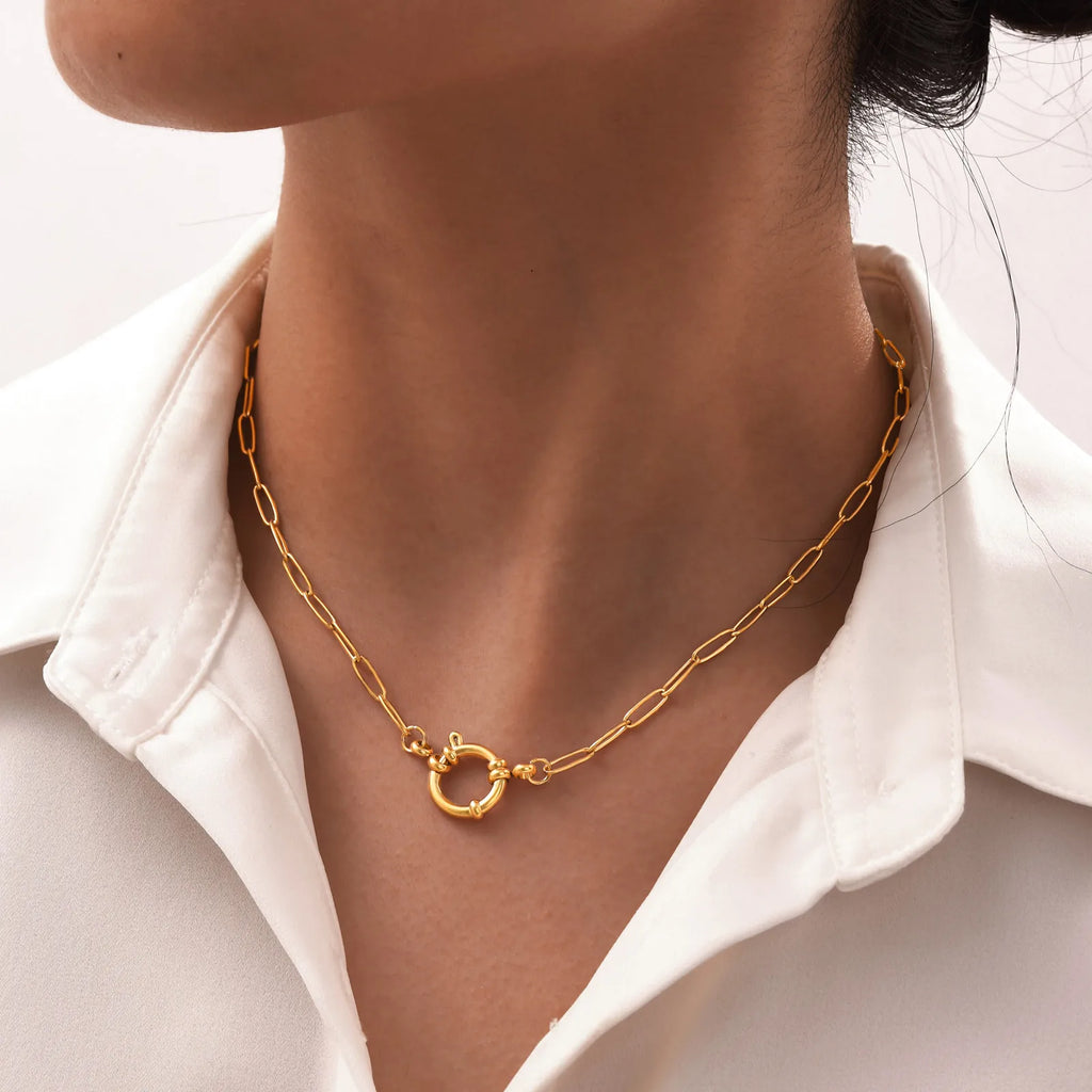 Meaeguet Stainless Steel Paperclip Pendant Necklace | Women Pendant Necklace SPOT Default Title