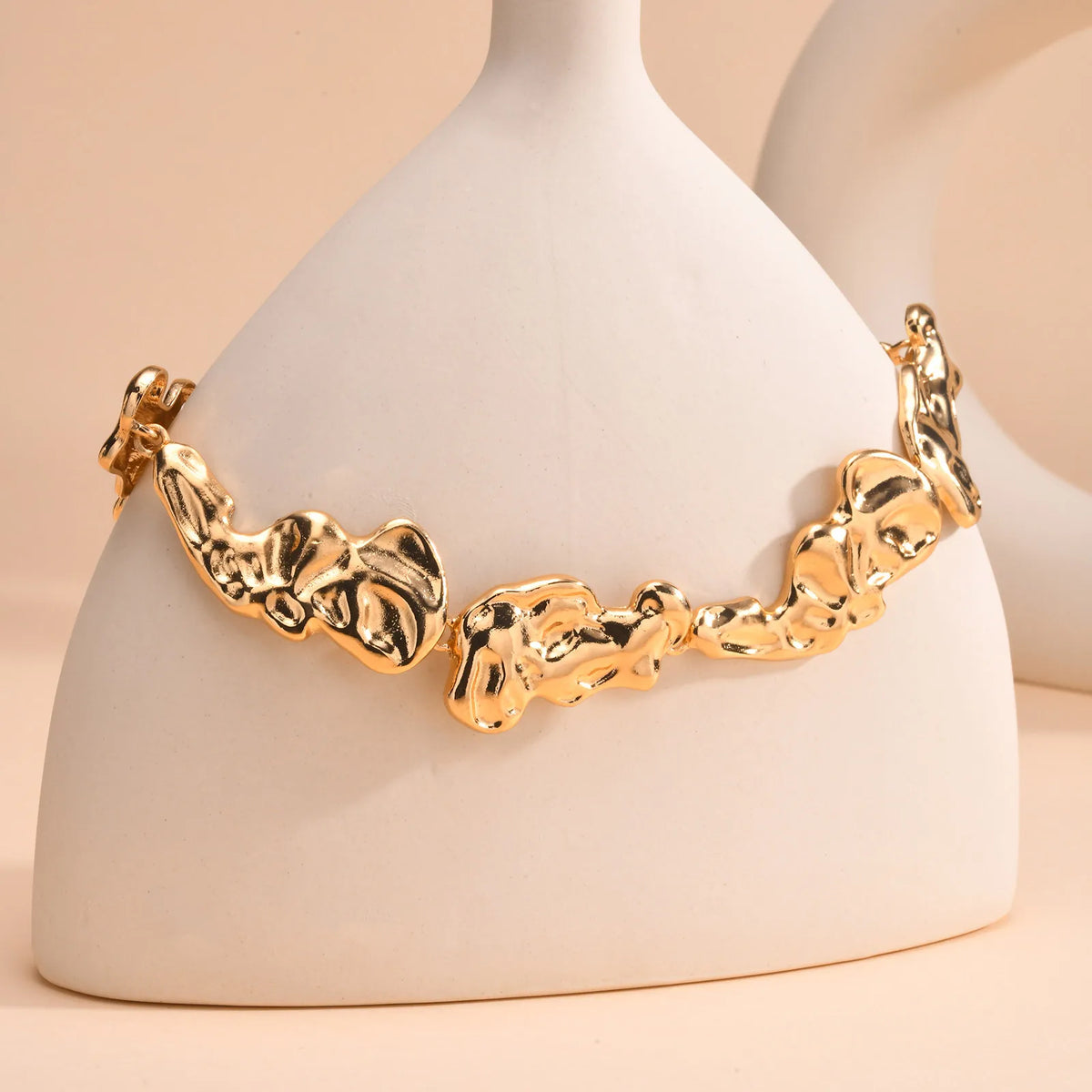 14K Gold Plated Geometric Lava Choker Necklace | Minimalist Choker Necklace SPOT