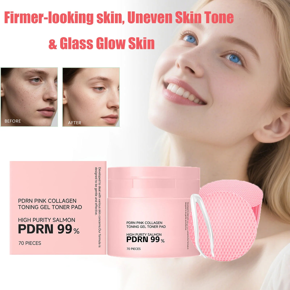 PDRN Pink Collagen Toning Gel Pads – Hydrating & Brightening Collagen Toner Pads SPOT