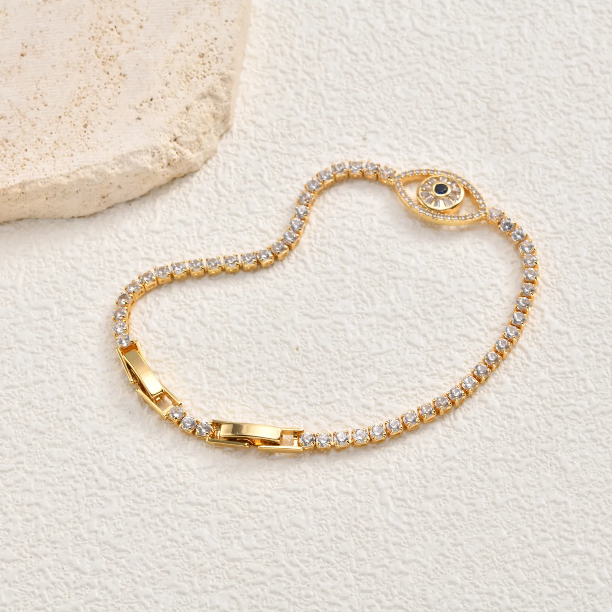 Zircon Evil Eye Gold Plated Chain Bracelet for Women Chain Link Bracelet SPOT
