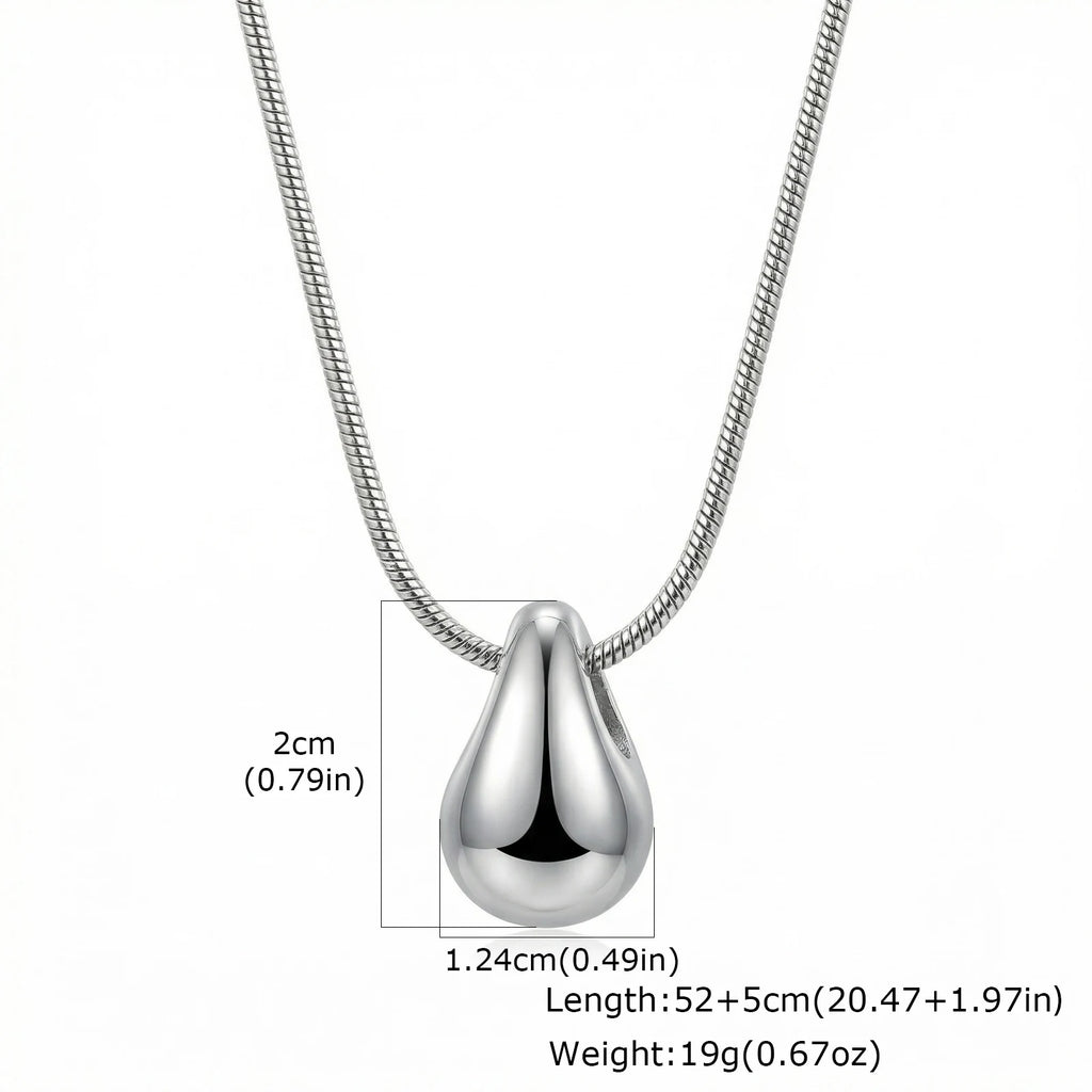 Water Droplet Pendant Necklace – Stainless Steel | Women's Gift Pendant Necklace SPOT NC-2844S