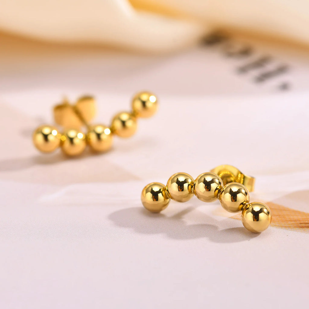 Gold Beaded Stud Earrings – Stainless Steel Geometric Mini Bar Stud Earrings SPOT