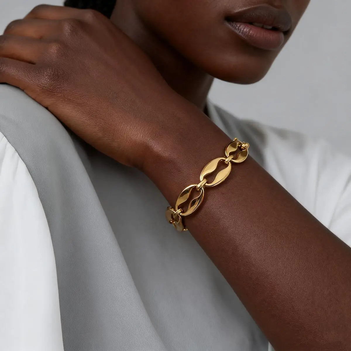 Coffee Bean Chain Bracelet – Gold Stainless Steel | Meaeguet Chain Link Bracelet SPOT