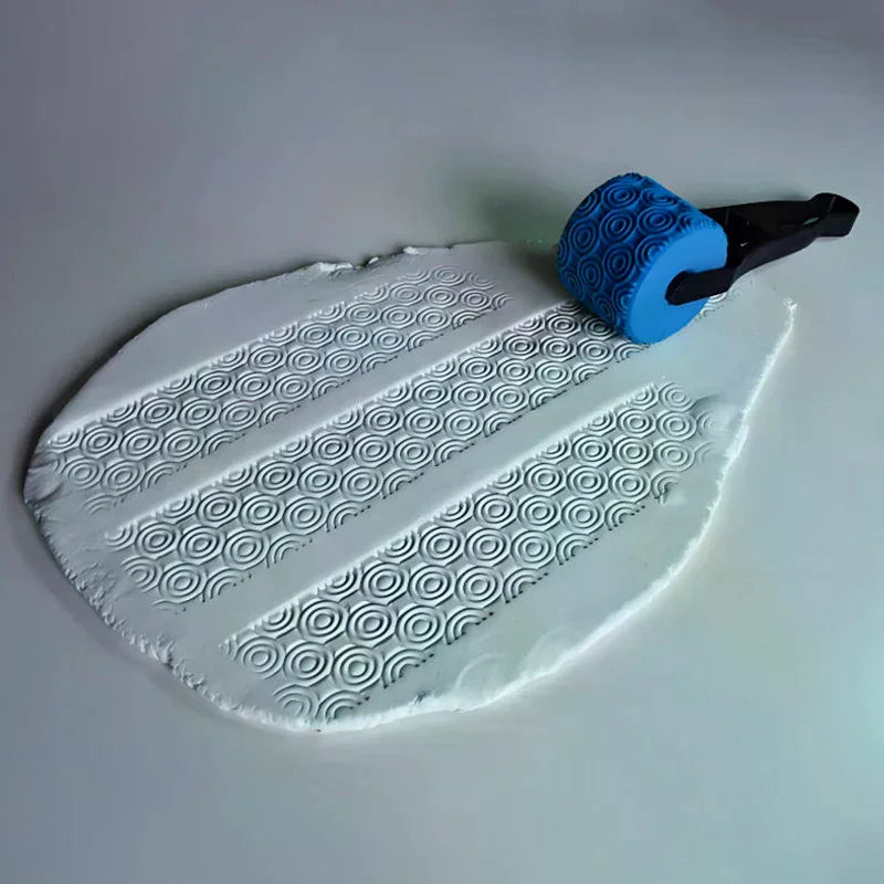 Clay Stamp Roller – Geometric Flower Pattern Texture Wheel Clay Texture Roller SPOT