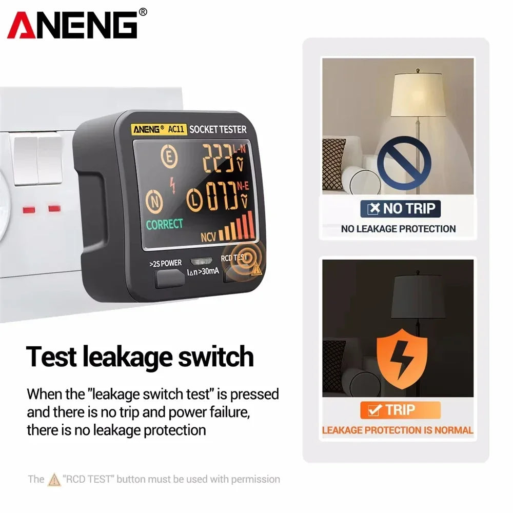 ANENG AC11 Digital Socket Tester – EU/US/UK/AU Voltage Checker Socket Tester SPOT