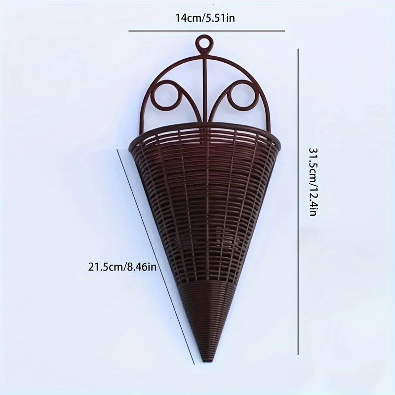 2-Pack Triangle Wall Hanging Vase – Fan Flower Basket Decor Wall Hanging Vase SPOT