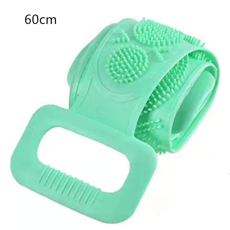 Silicone Bath Body Scrub Brush – Dual-Sided Exfoliating Belt Body Scrub Brush SPOT 60cm green