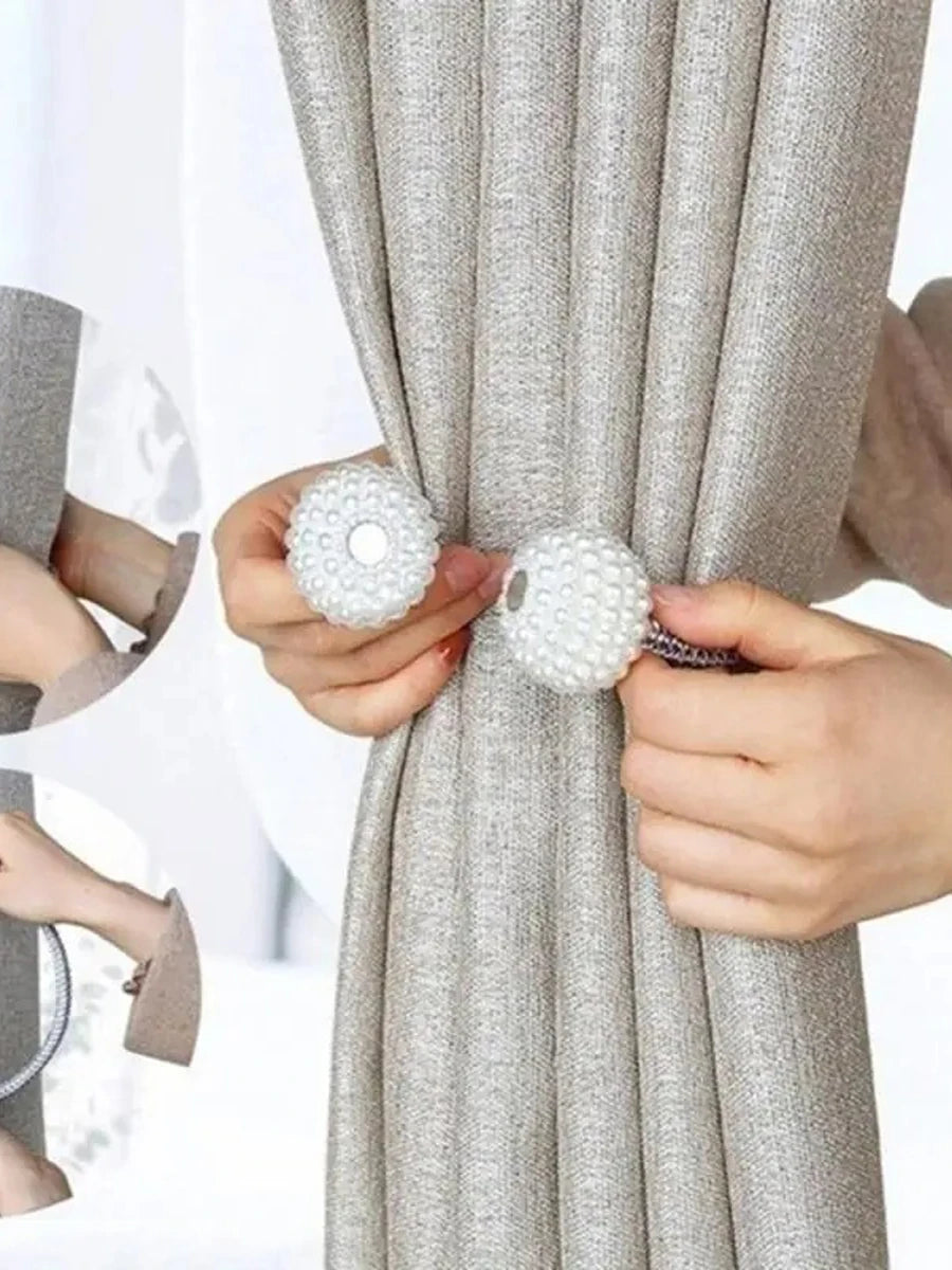 Magnetic Curtain Tie Back Clips – Pearl Ball Buckle Holders Curtain Tie Backs SPOT